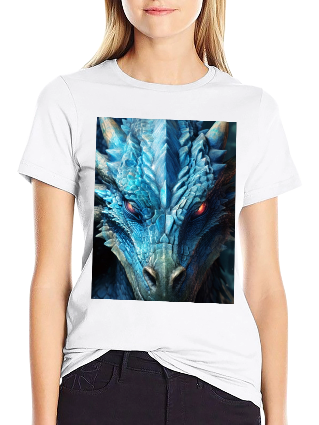 Camiseta Negra Dragón Azul Intenso