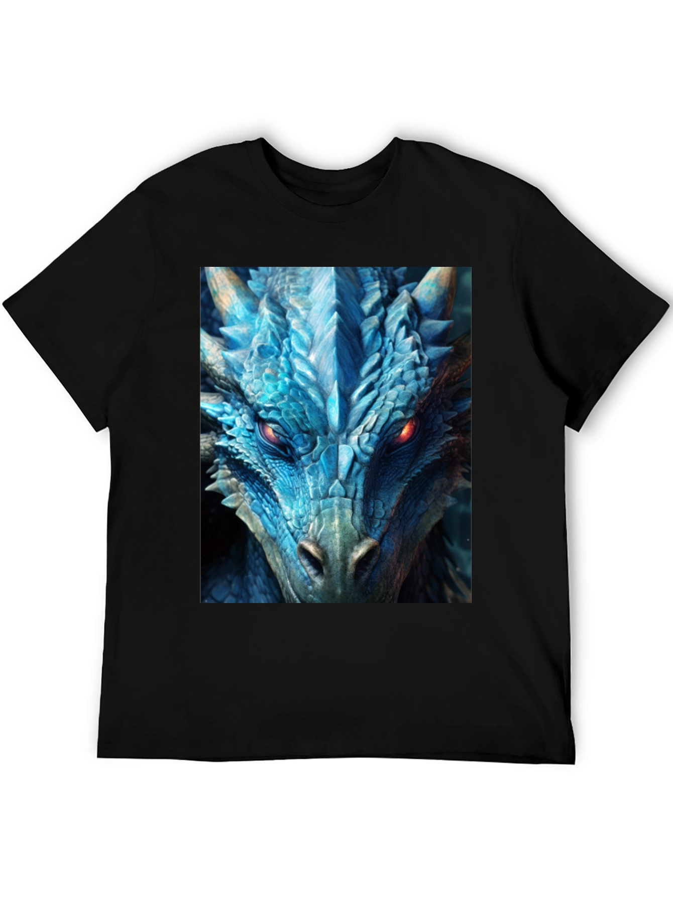 Camiseta Negra Dragón Azul Intenso