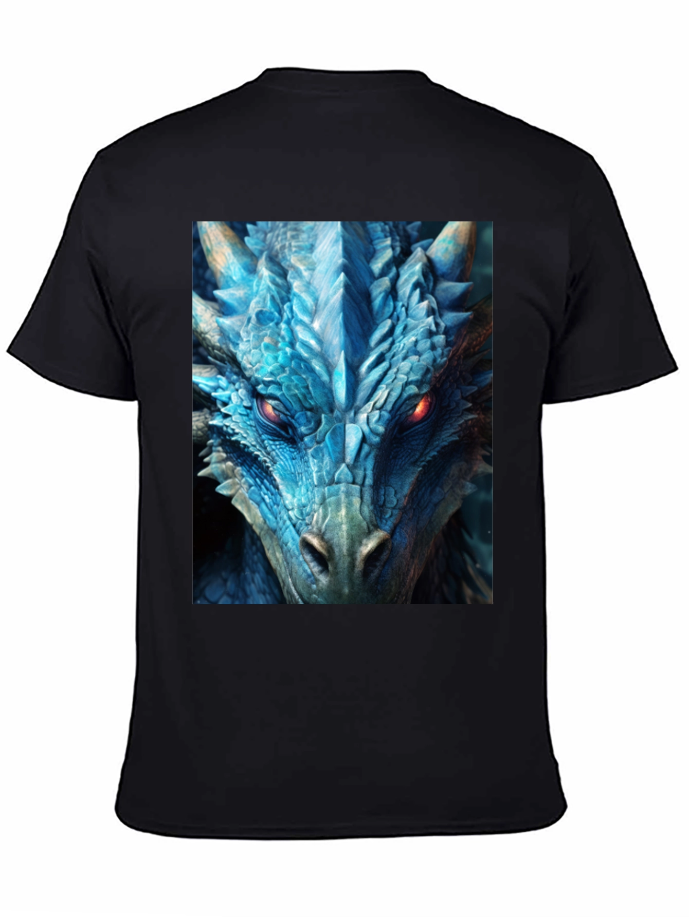 Camiseta Negra Dragón Azul Intenso