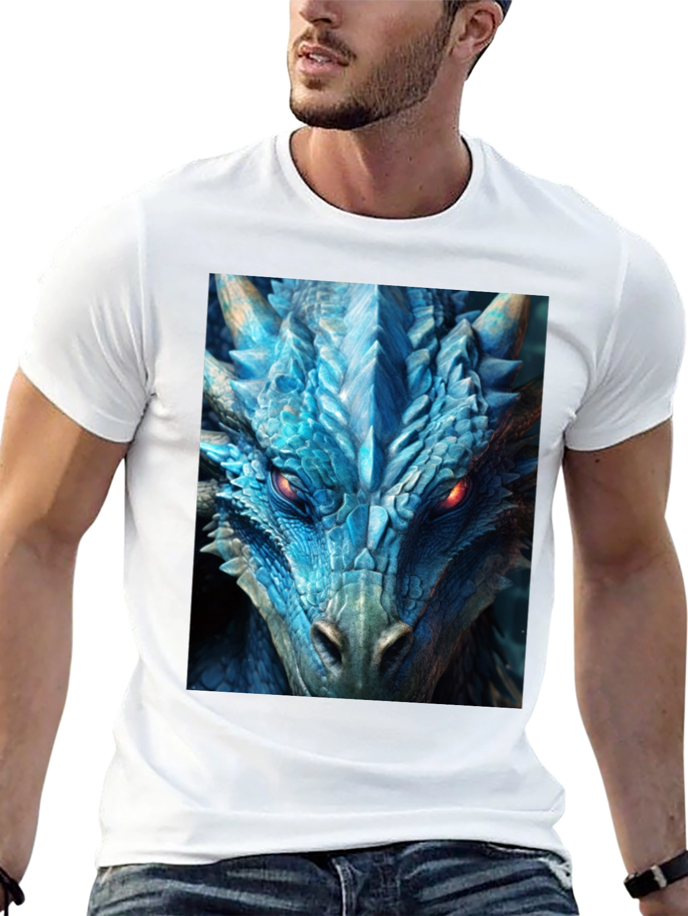 Camiseta Negra Dragón Azul Intenso