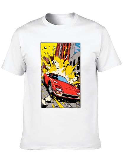 Camiseta Negra con Diseño de Coche Clásico Urbano
