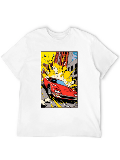 Camiseta Negra con Diseño de Coche Clásico Urbano