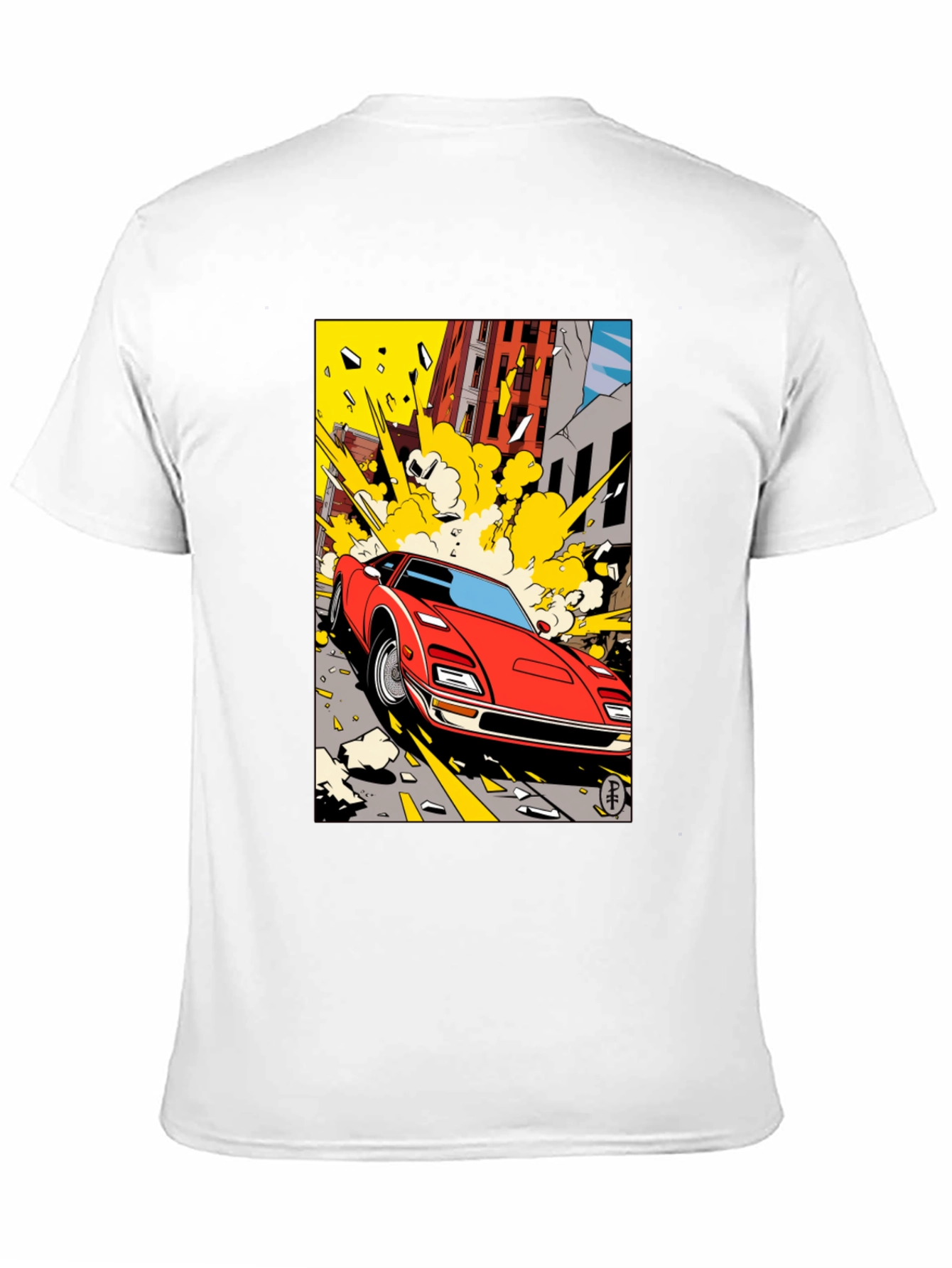 Camiseta Negra con Diseño de Coche Clásico Urbano