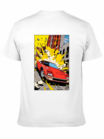 Camiseta Negra con Diseño de Coche Clásico Urbano