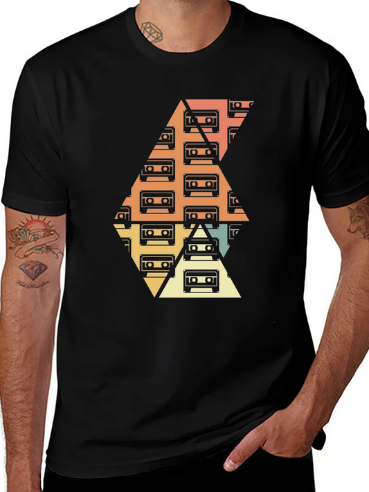 Camiseta Negra Diseño Retro Cassettes