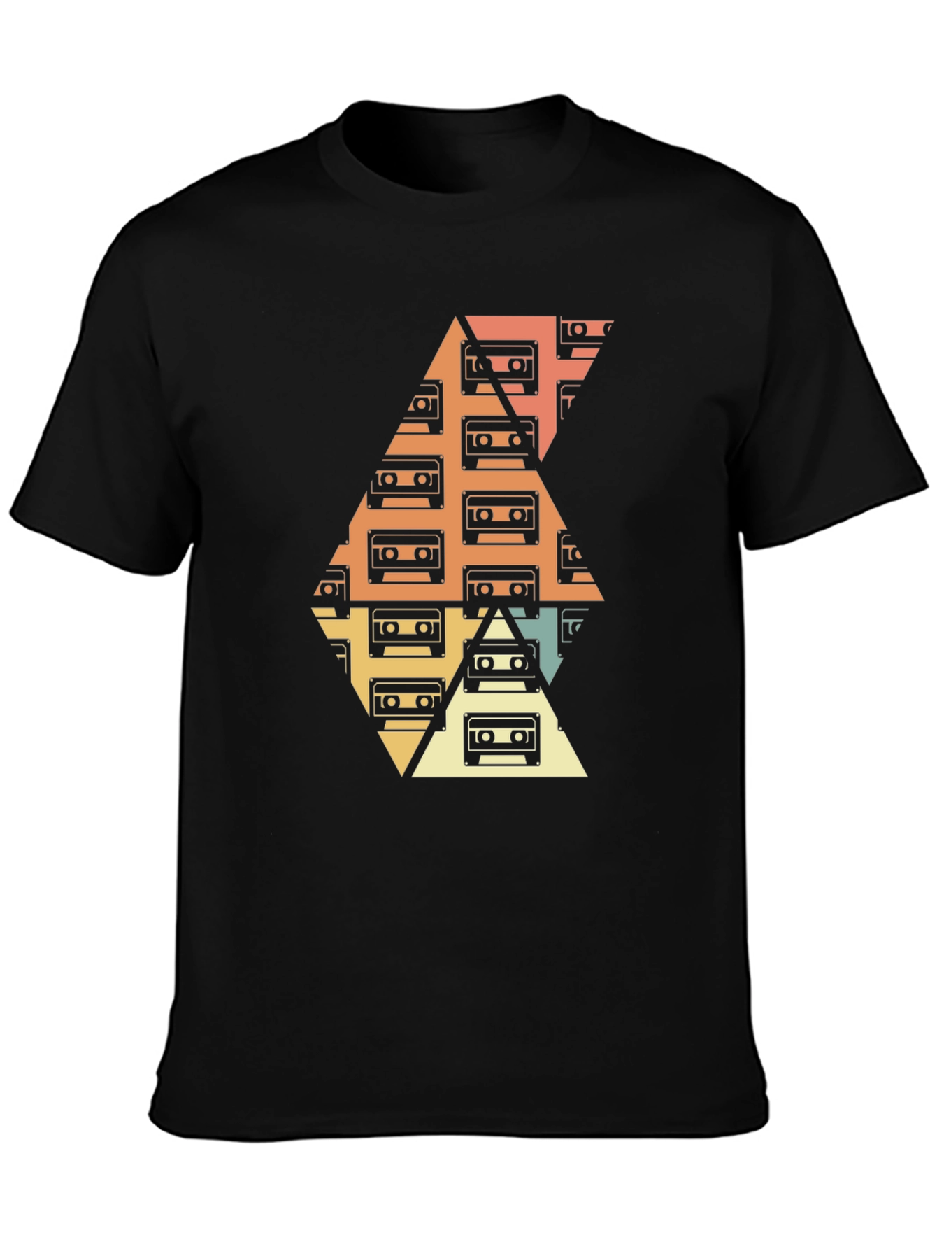 Camiseta Negra Diseño Retro Cassettes