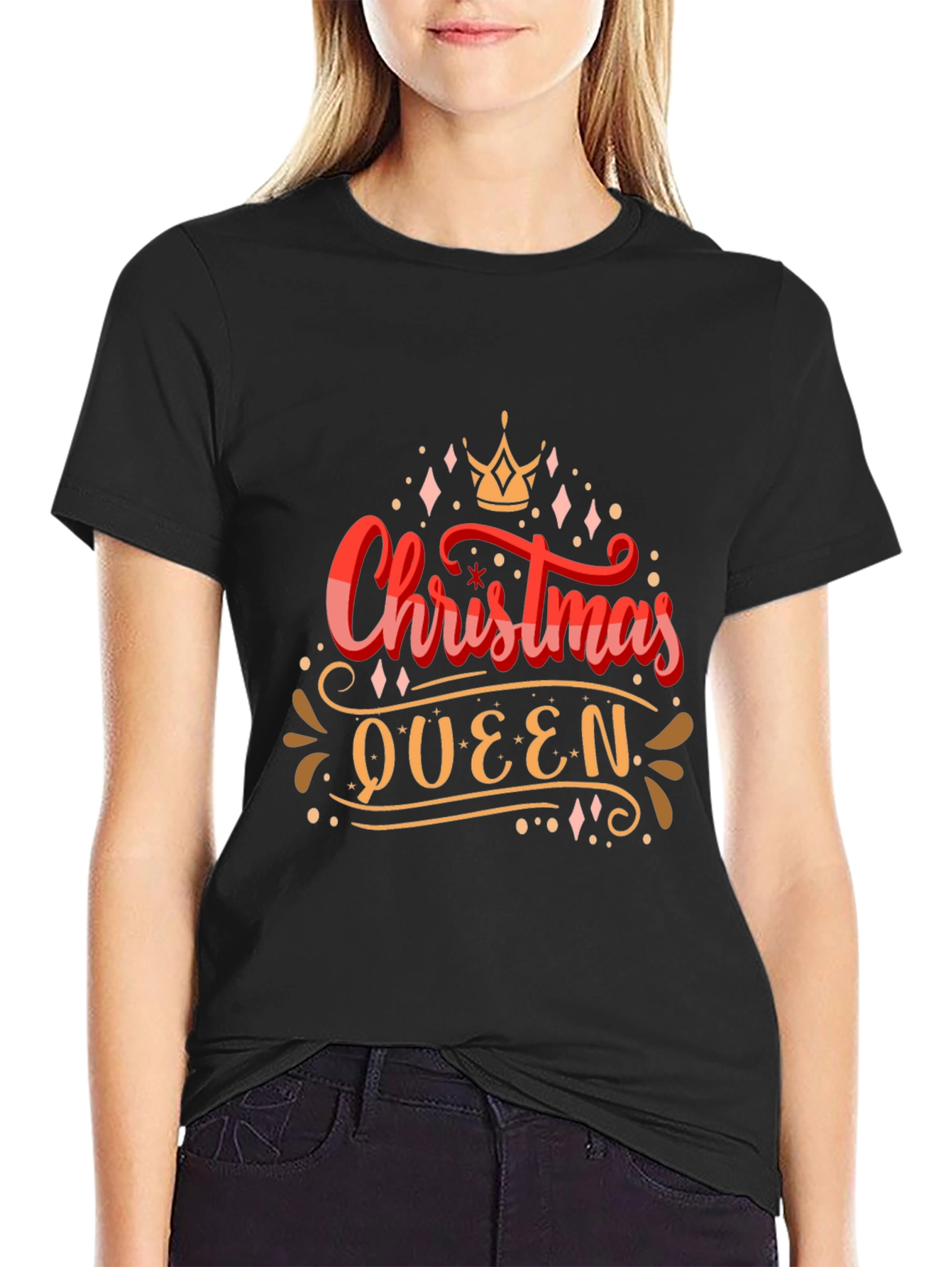 Camiseta Negra Navideña Christmas Queen