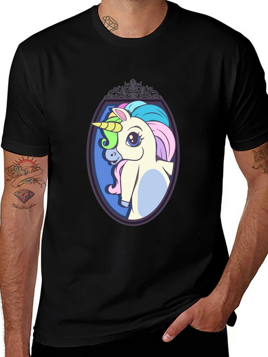 Camiseta Negra con Diseño de Unicornio Mágico