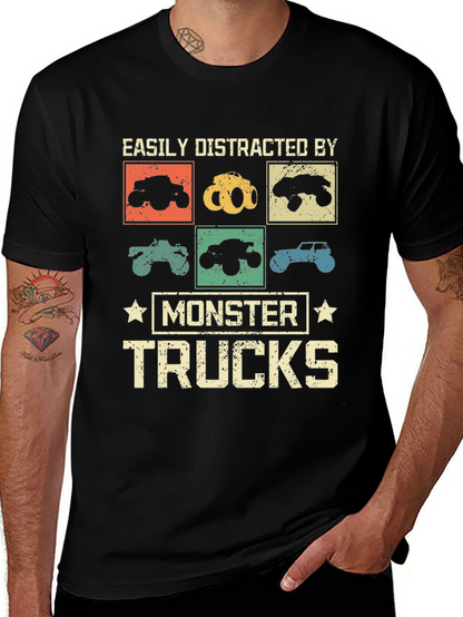 Camiseta Monster Trucks Distraído Fácilmente