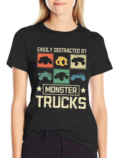 Camiseta Monster Trucks Distraído Fácilmente