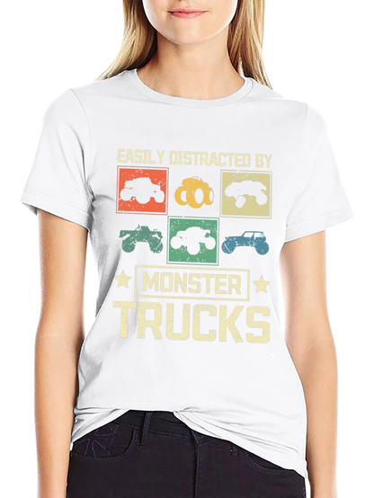 Camiseta Monster Trucks Distraído Fácilmente