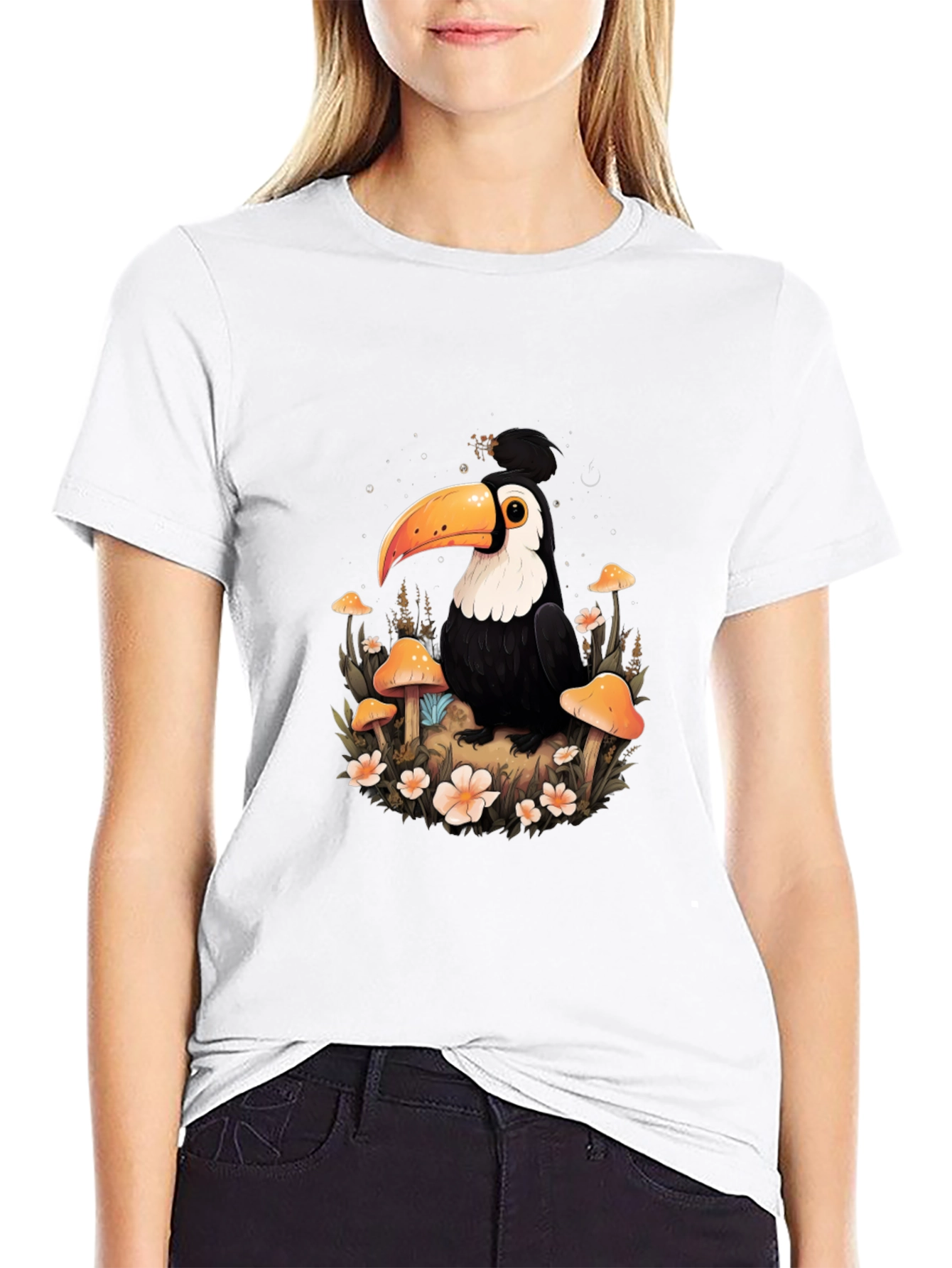 Camiseta Negra con Diseño de Tucán Mágico