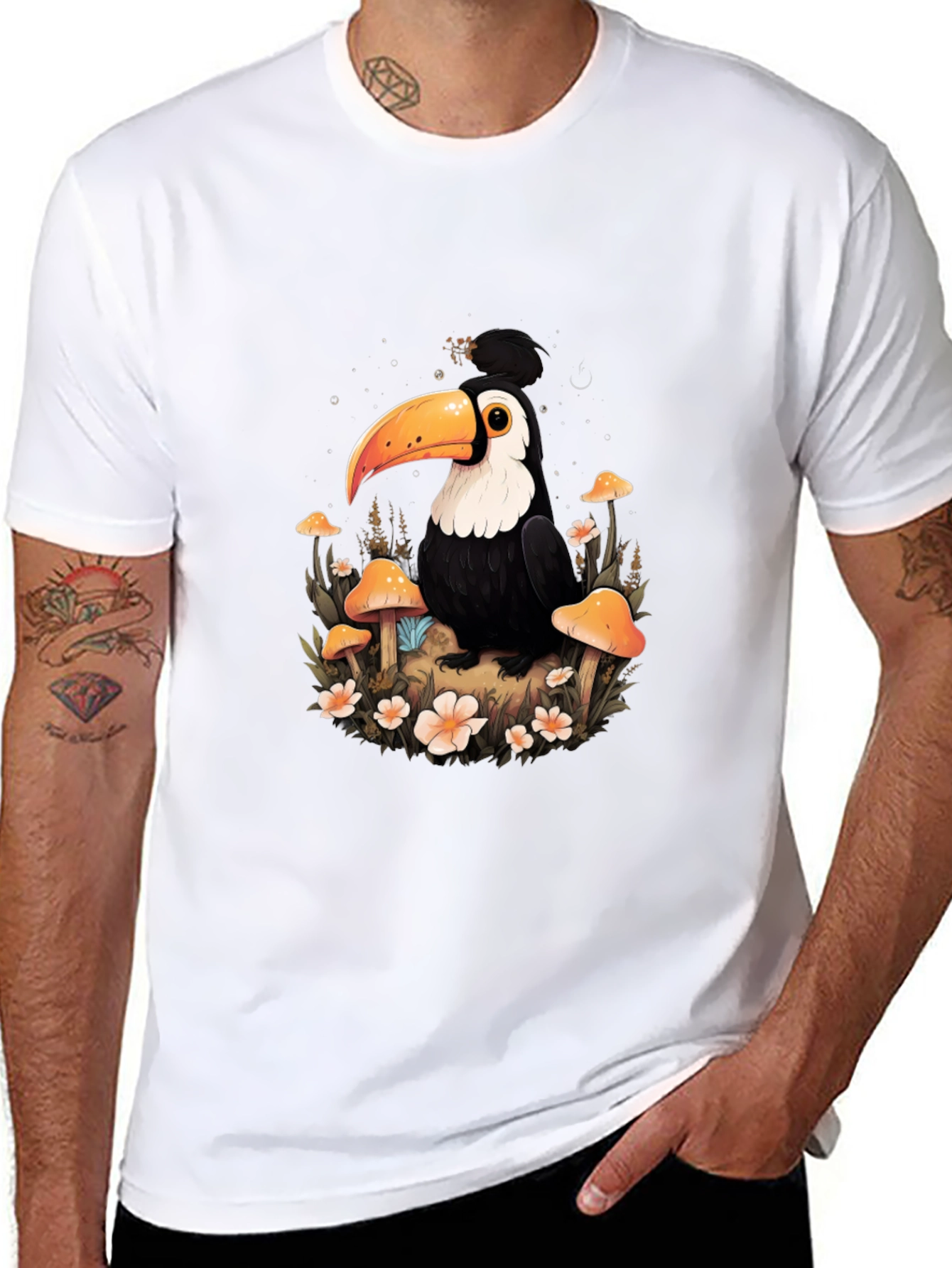 Camiseta Negra con Diseño de Tucán Mágico