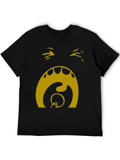 Camiseta Hombre Negra con Diseño Abstracto Dorado