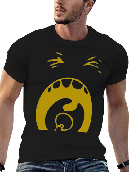 Camiseta Hombre Negra con Diseño Abstracto Dorado