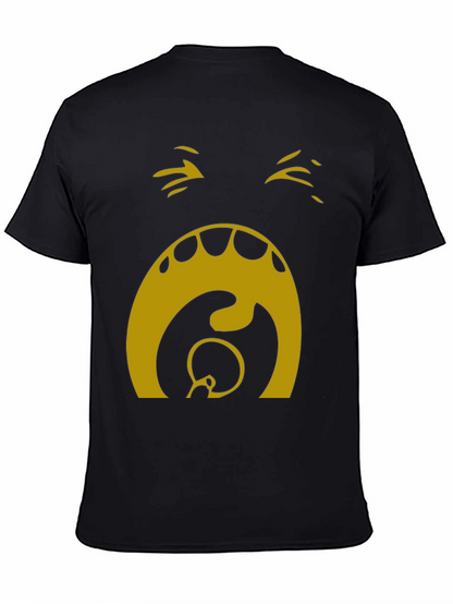 Camiseta Hombre Negra con Diseño Abstracto Dorado