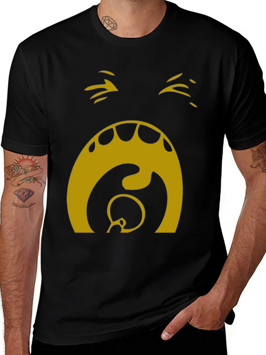 Camiseta Hombre Negra con Diseño Abstracto Dorado