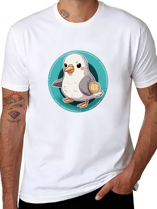 Camiseta Negra con Diseño de Pájaro Bitcoin