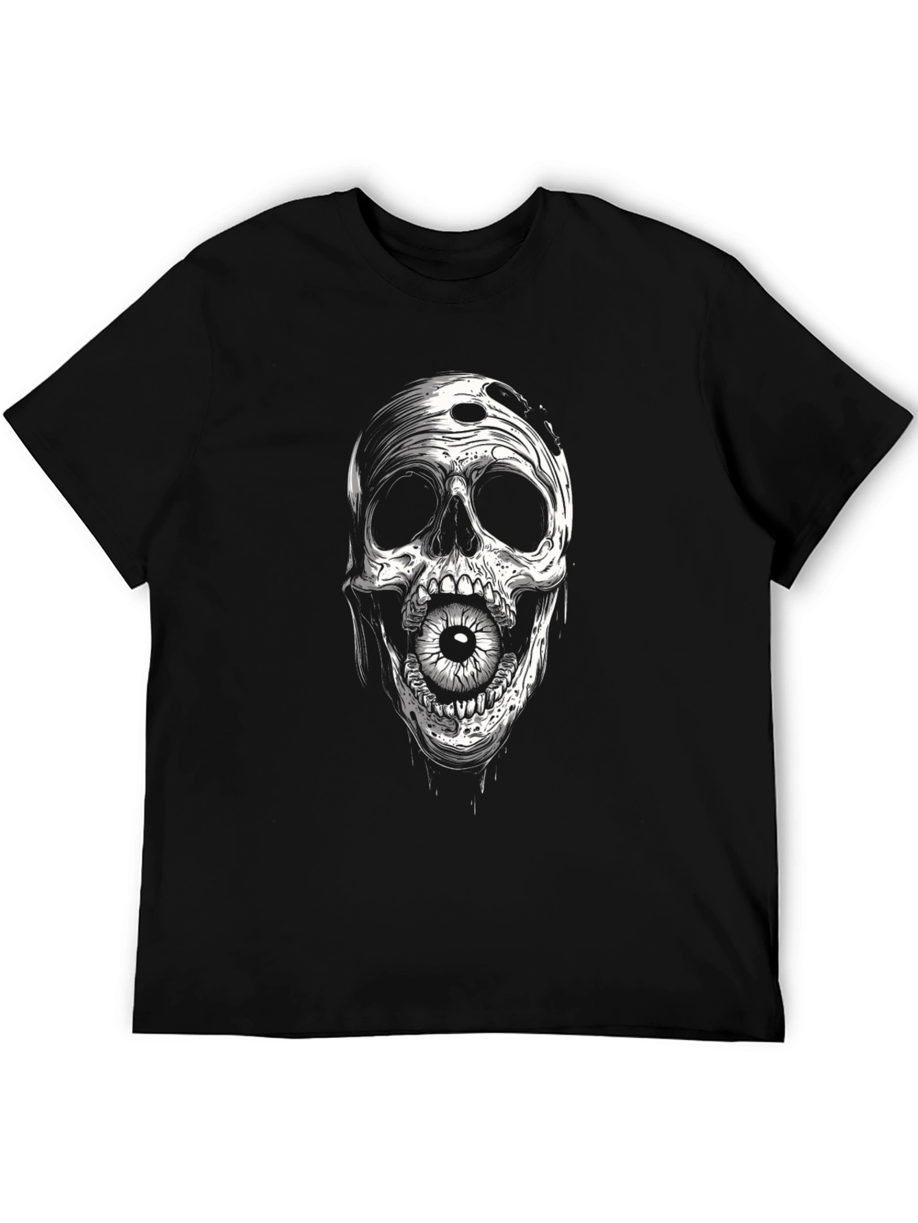 Camiseta Negra con Estampado de Calavera y Ojo