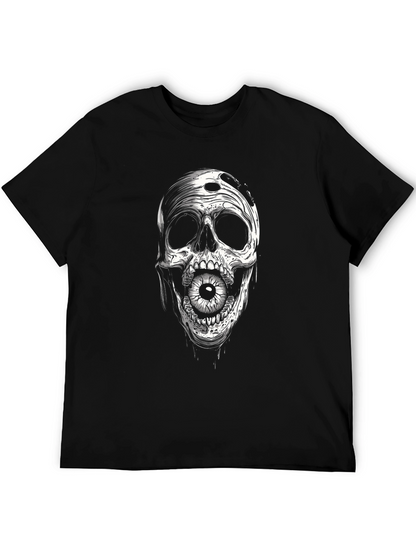 Camiseta Negra con Estampado de Calavera y Ojo