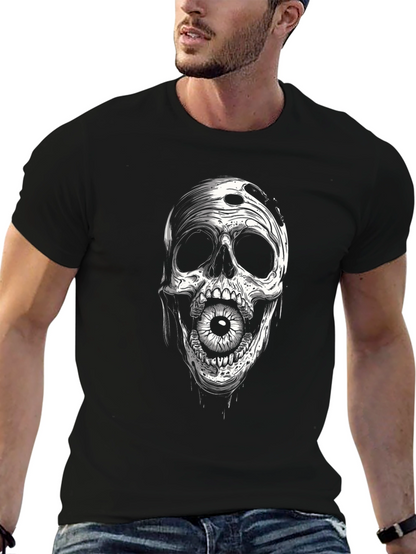 Camiseta Negra con Estampado de Calavera y Ojo