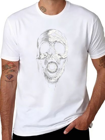 Camiseta Negra con Estampado de Calavera y Ojo