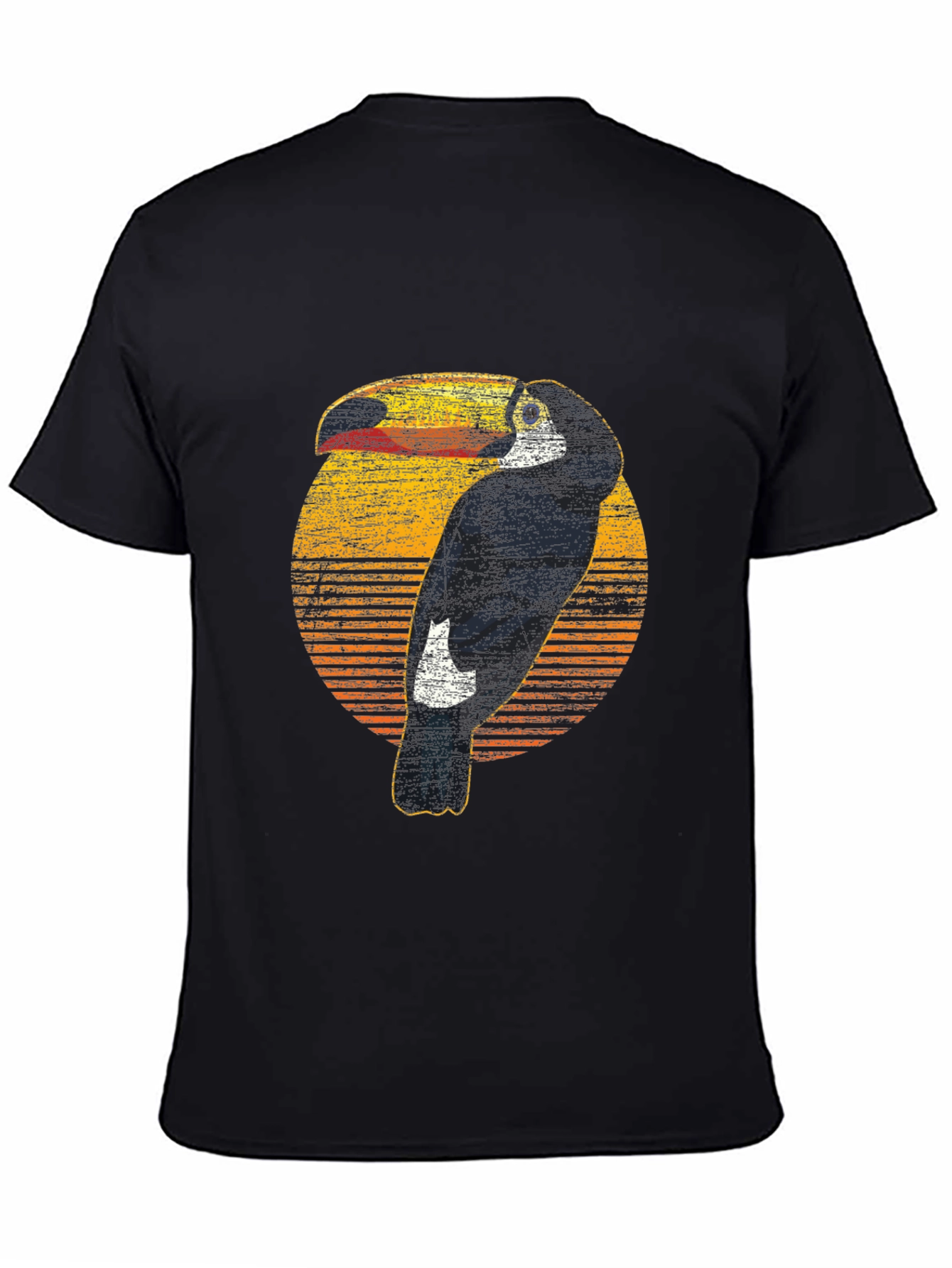 Camiseta Negra con Diseño de Tucán Retro