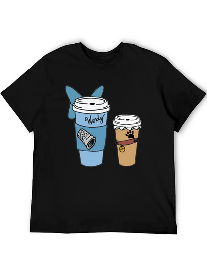 Camiseta Negra con Diseño de Café Wendy y Mascotas