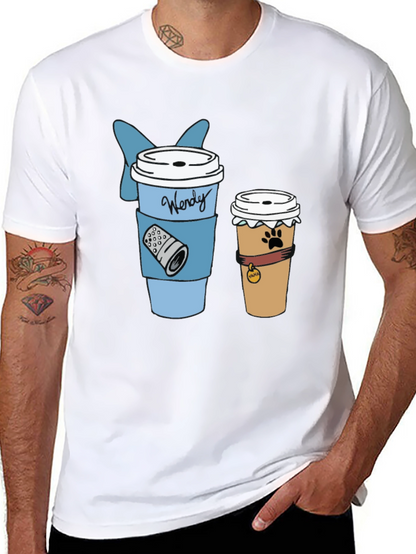 Camiseta Negra con Diseño de Café Wendy y Mascotas