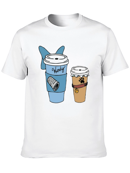 Camiseta Negra con Diseño de Café Wendy y Mascotas