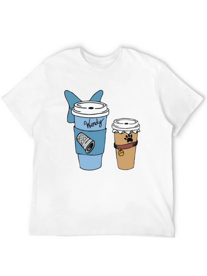 Camiseta Negra con Diseño de Café Wendy y Mascotas