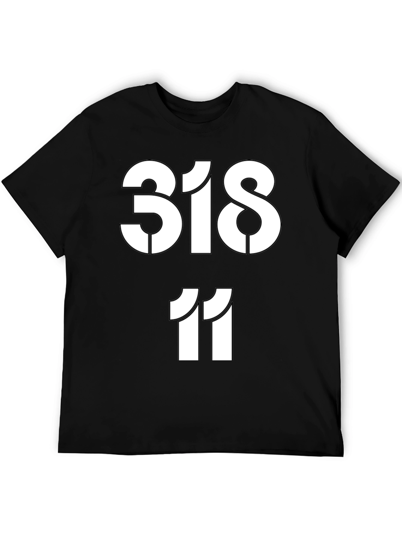 Camiseta Negra Estampada con Números 318 y 11