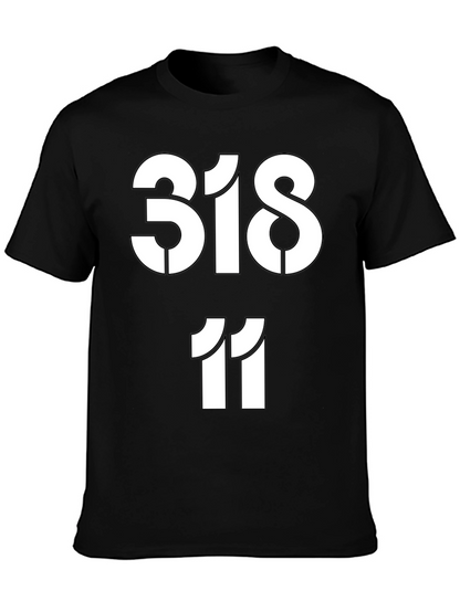 Camiseta Negra Estampada con Números 318 y 11