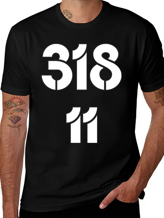 Camiseta Negra Estampada con Números 318 y 11