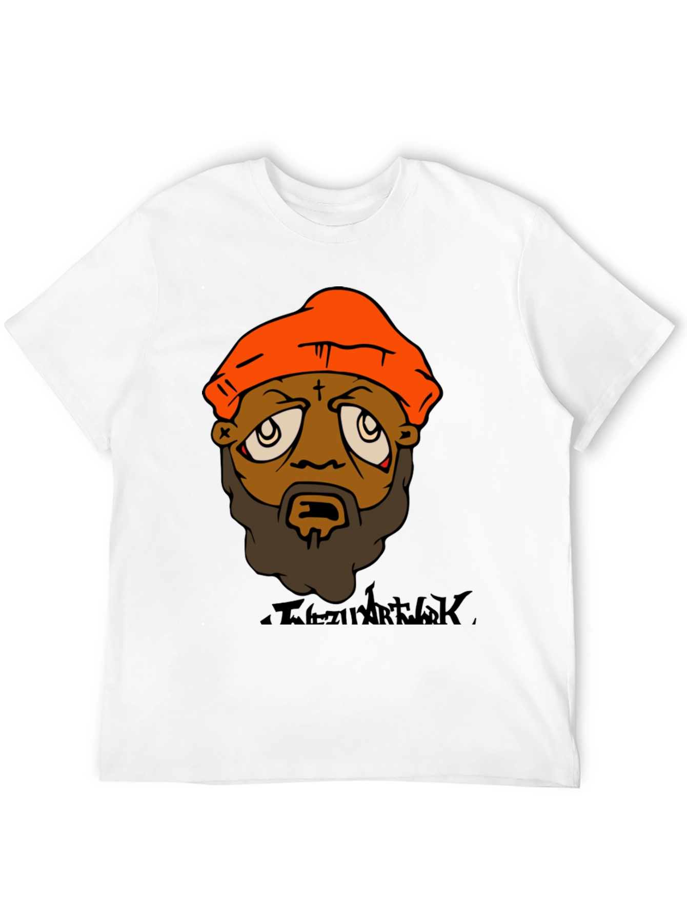 Camiseta Hombre Diseño Gráfico Naranja y Negro