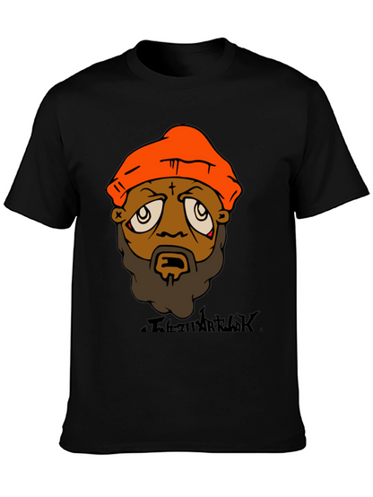Camiseta Hombre Diseño Gráfico Naranja y Negro