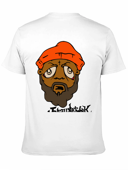 Camiseta Hombre Diseño Gráfico Naranja y Negro