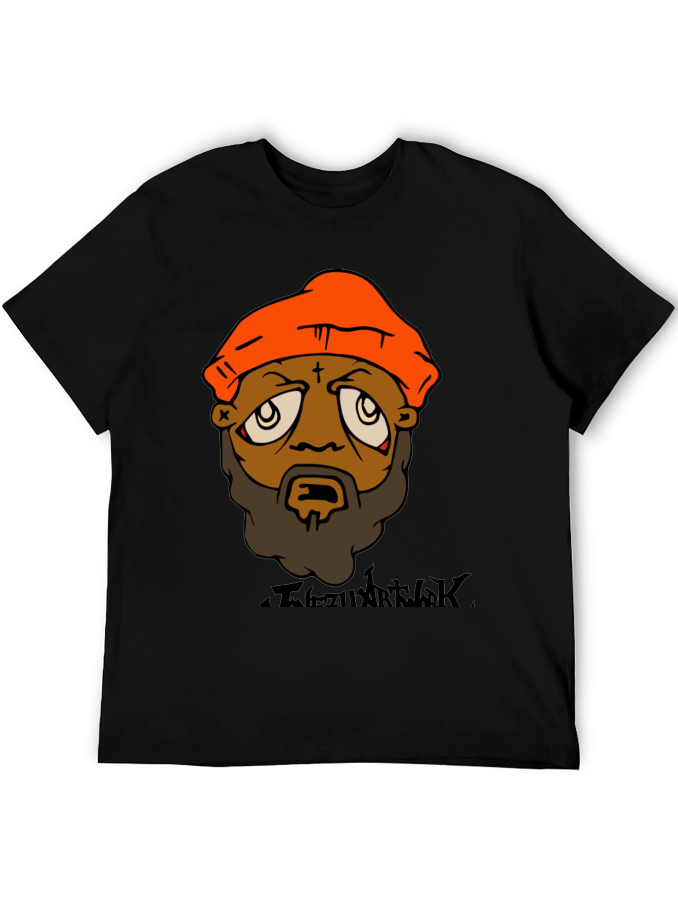 Camiseta Hombre Diseño Gráfico Naranja y Negro