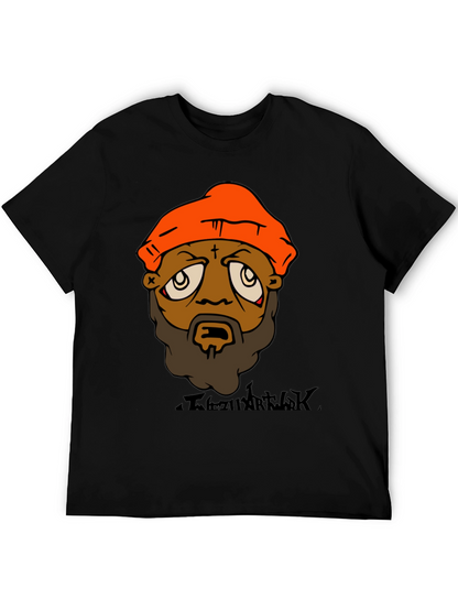 Camiseta Hombre Diseño Gráfico Naranja y Negro