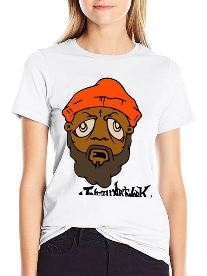 Camiseta Hombre Diseño Gráfico Naranja y Negro