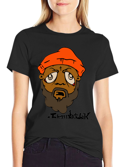 Camiseta Hombre Diseño Gráfico Naranja y Negro