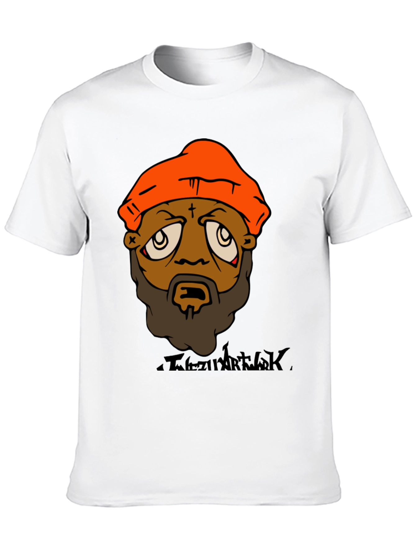 Camiseta Hombre Diseño Gráfico Naranja y Negro