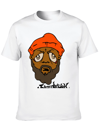 Camiseta Hombre Diseño Gráfico Naranja y Negro