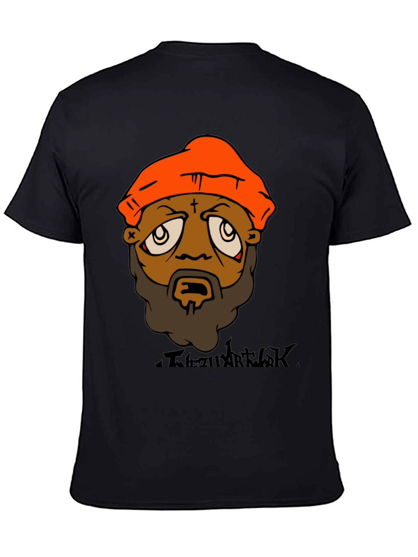 Camiseta Hombre Diseño Gráfico Naranja y Negro