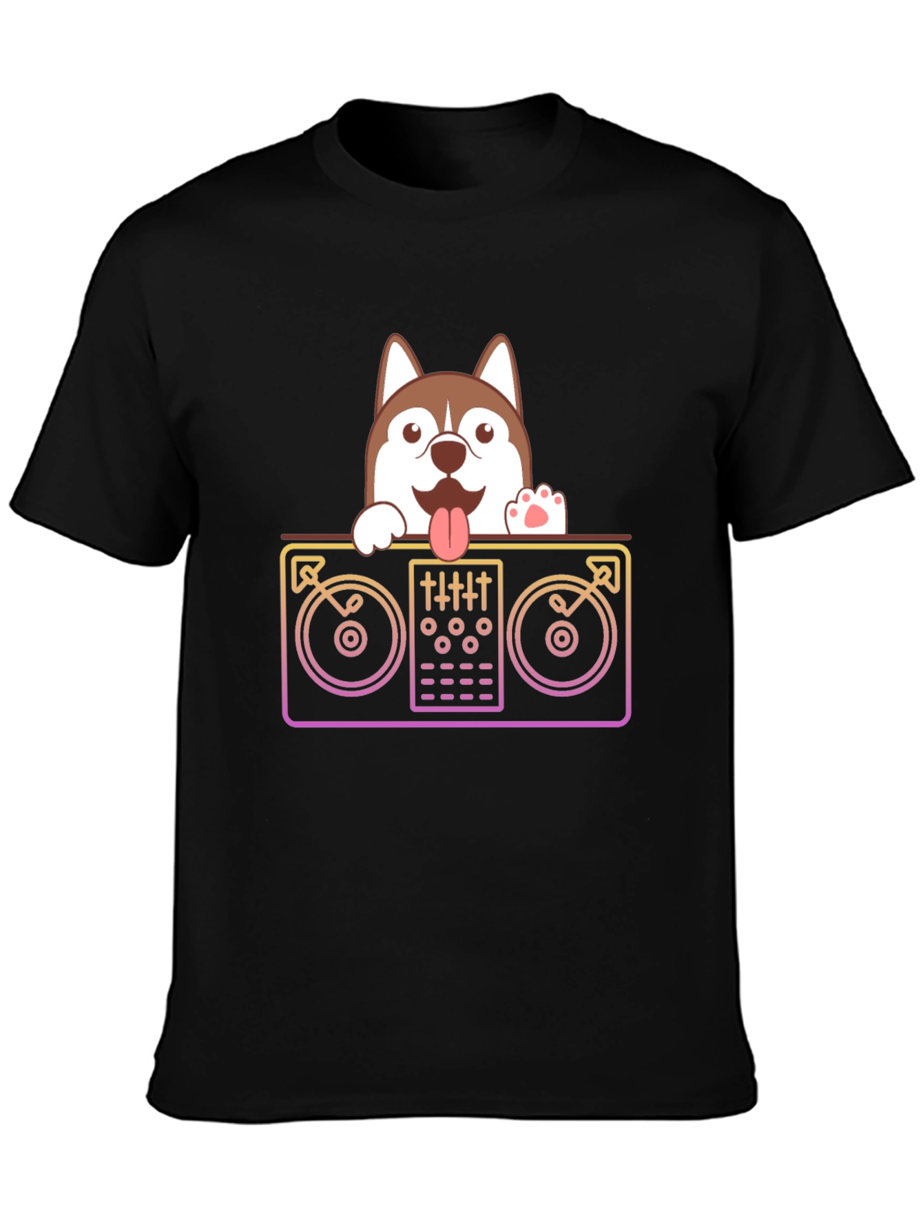 Camiseta Negra con Diseño de DJ Husky