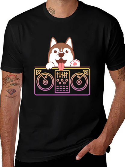 Camiseta Negra con Diseño de DJ Husky
