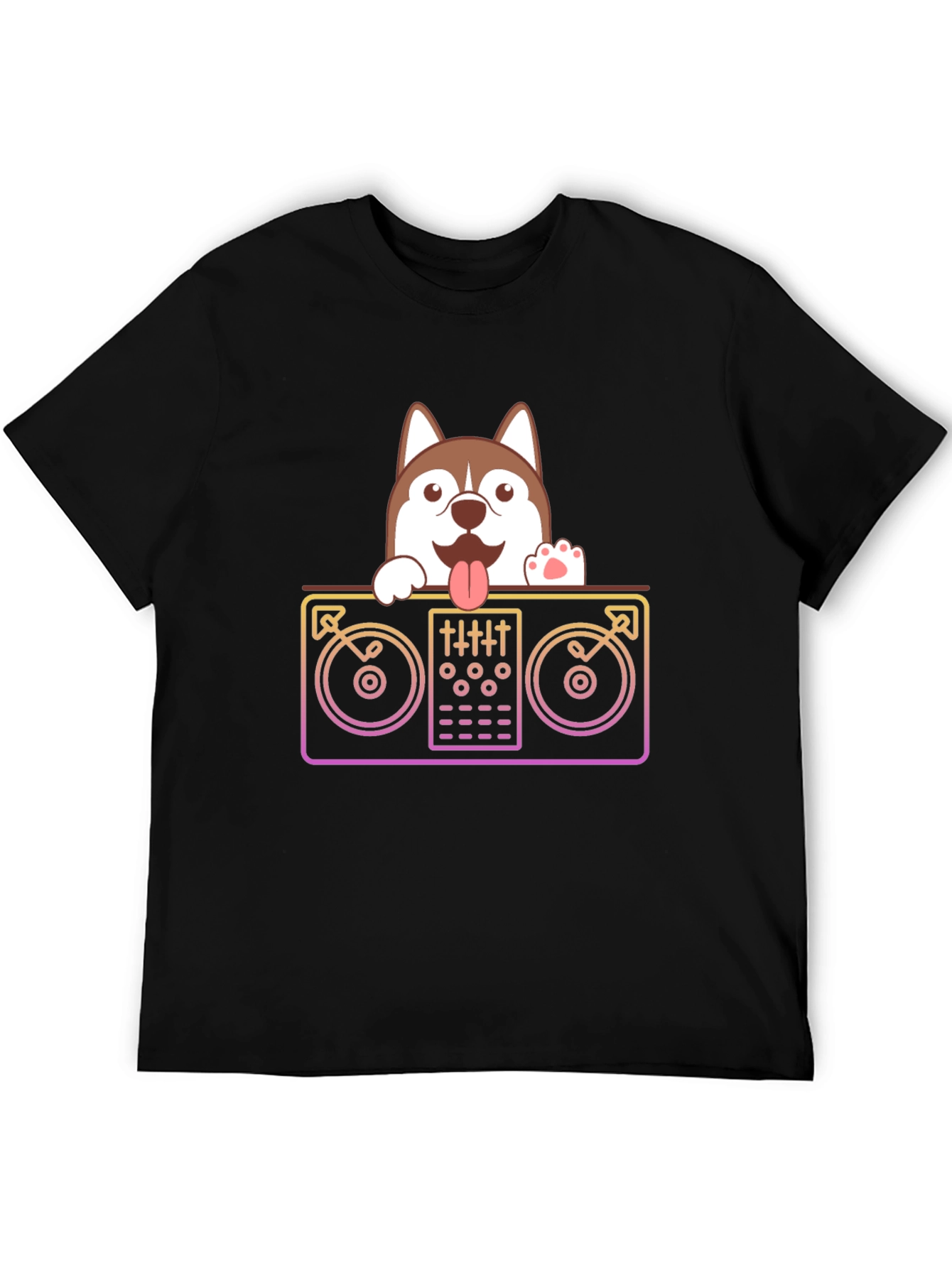 Camiseta Negra con Diseño de DJ Husky