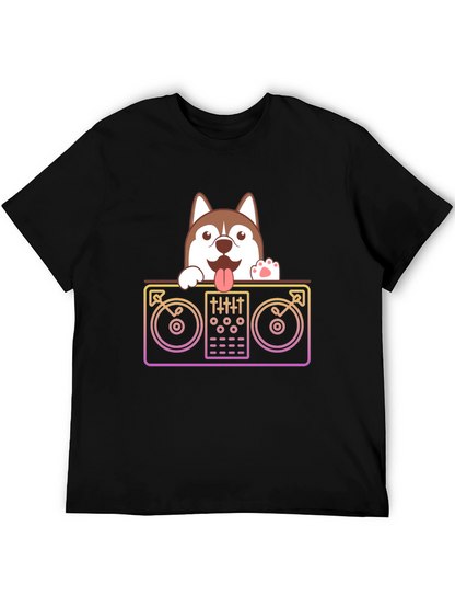 Camiseta Negra con Diseño de DJ Husky