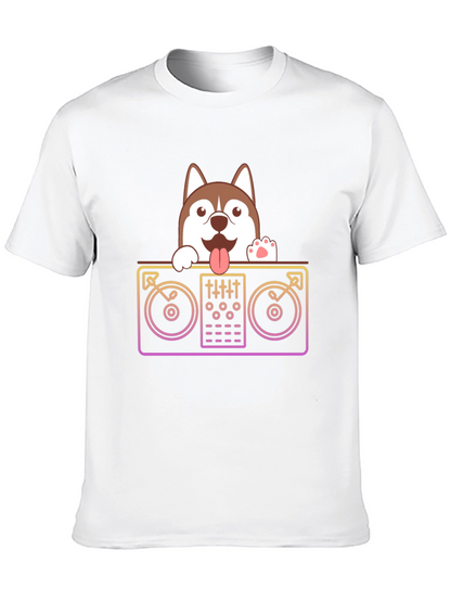 Camiseta Negra con Diseño de DJ Husky