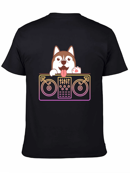 Camiseta Negra con Diseño de DJ Husky